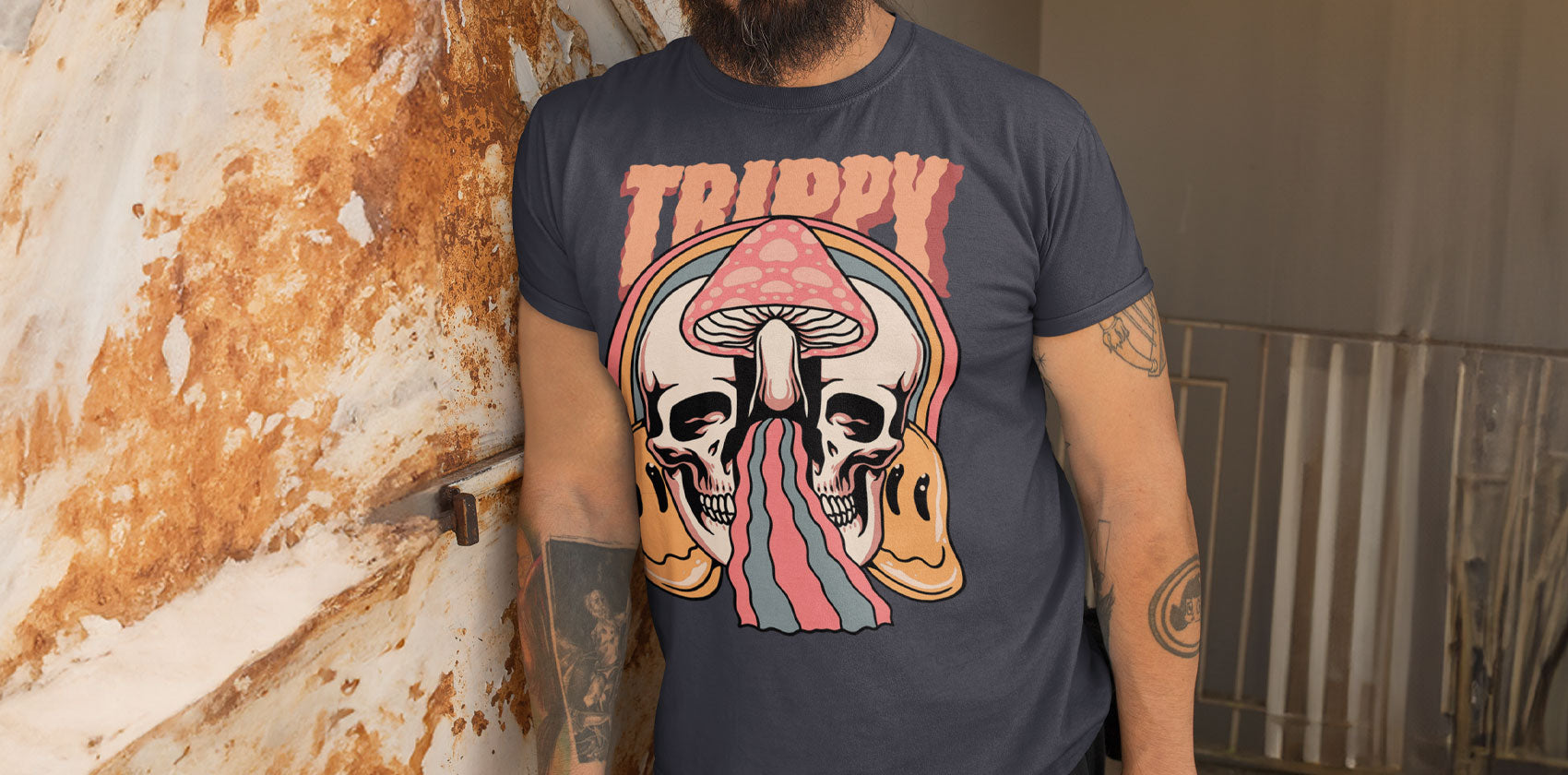 pop culture tshirt groovy psychedelic mushrooms