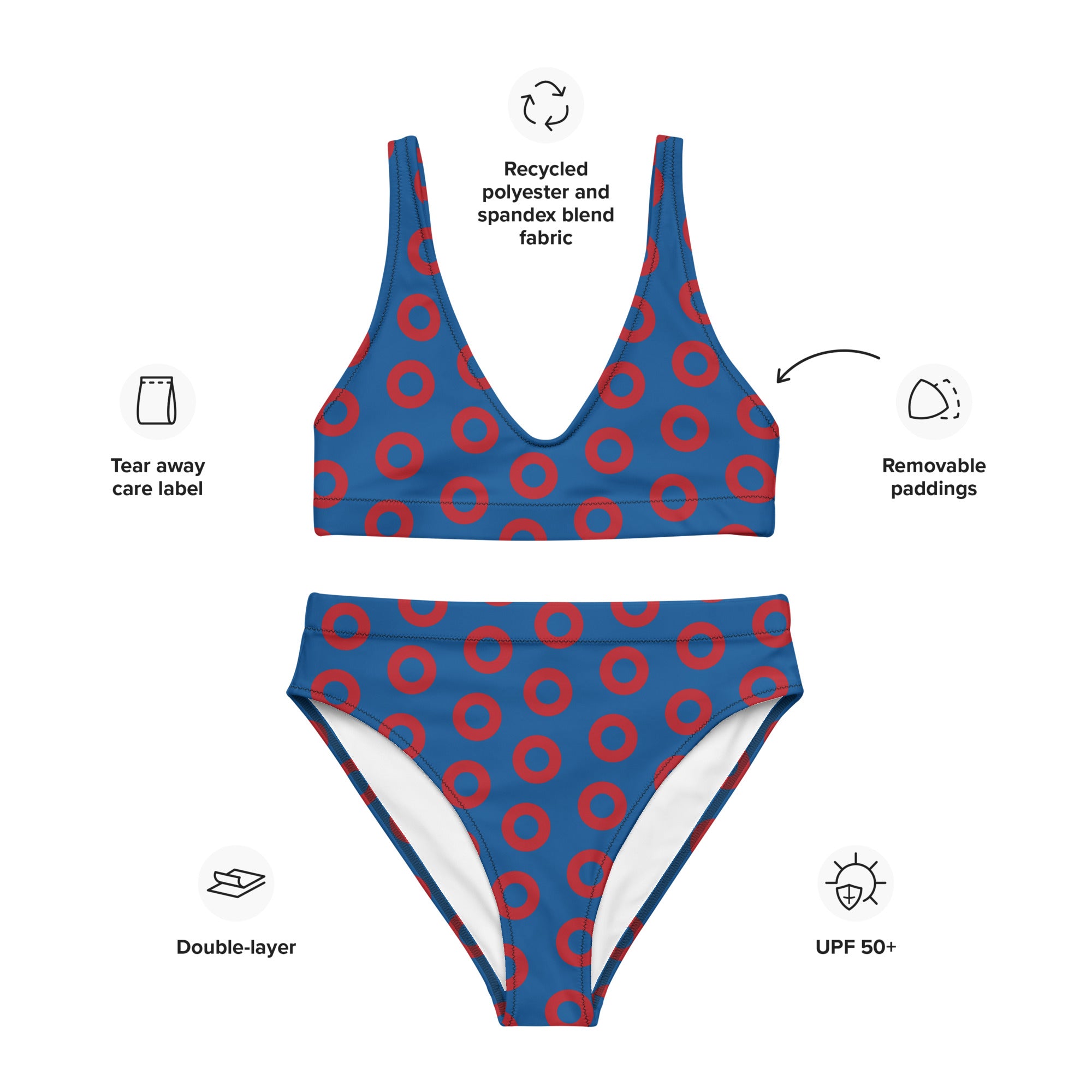 Fishman Donut All-Over Print High-Waisted Bikini