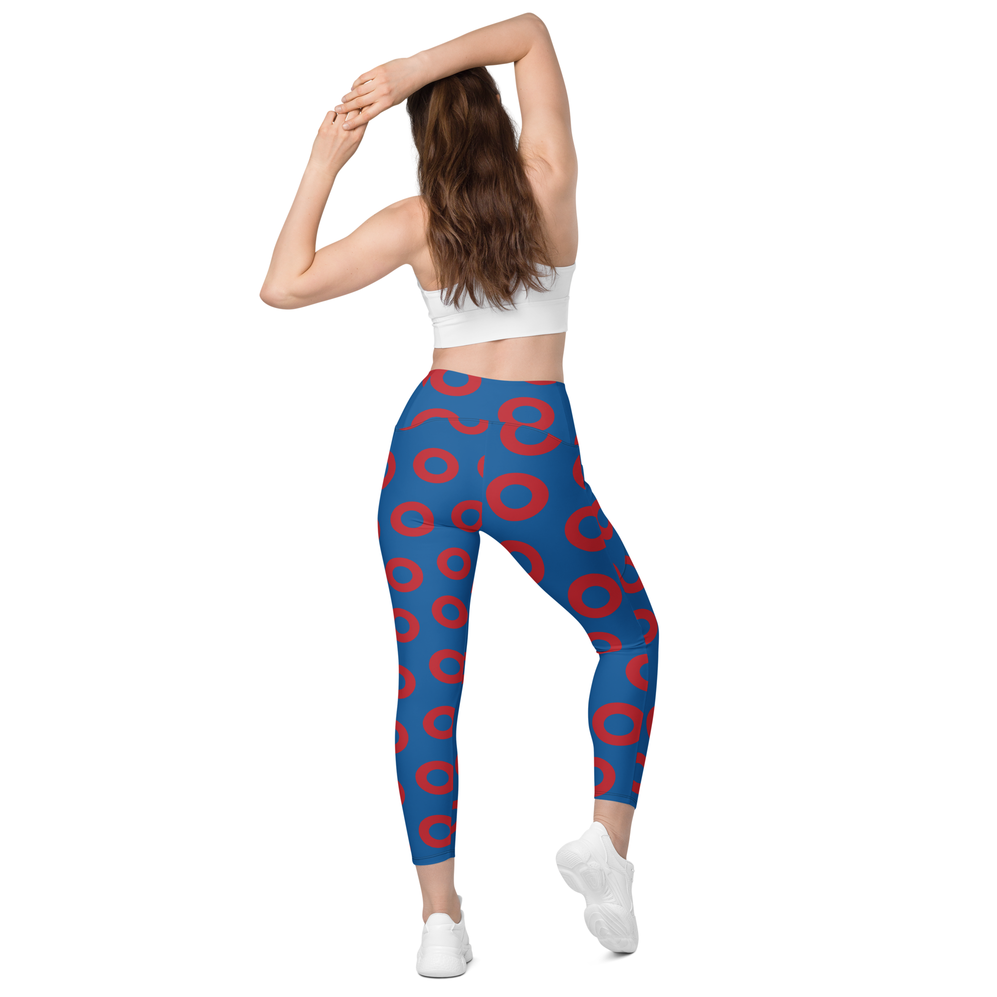 Fishman Donut Yoga Leggings with Pockets - Blue/Red