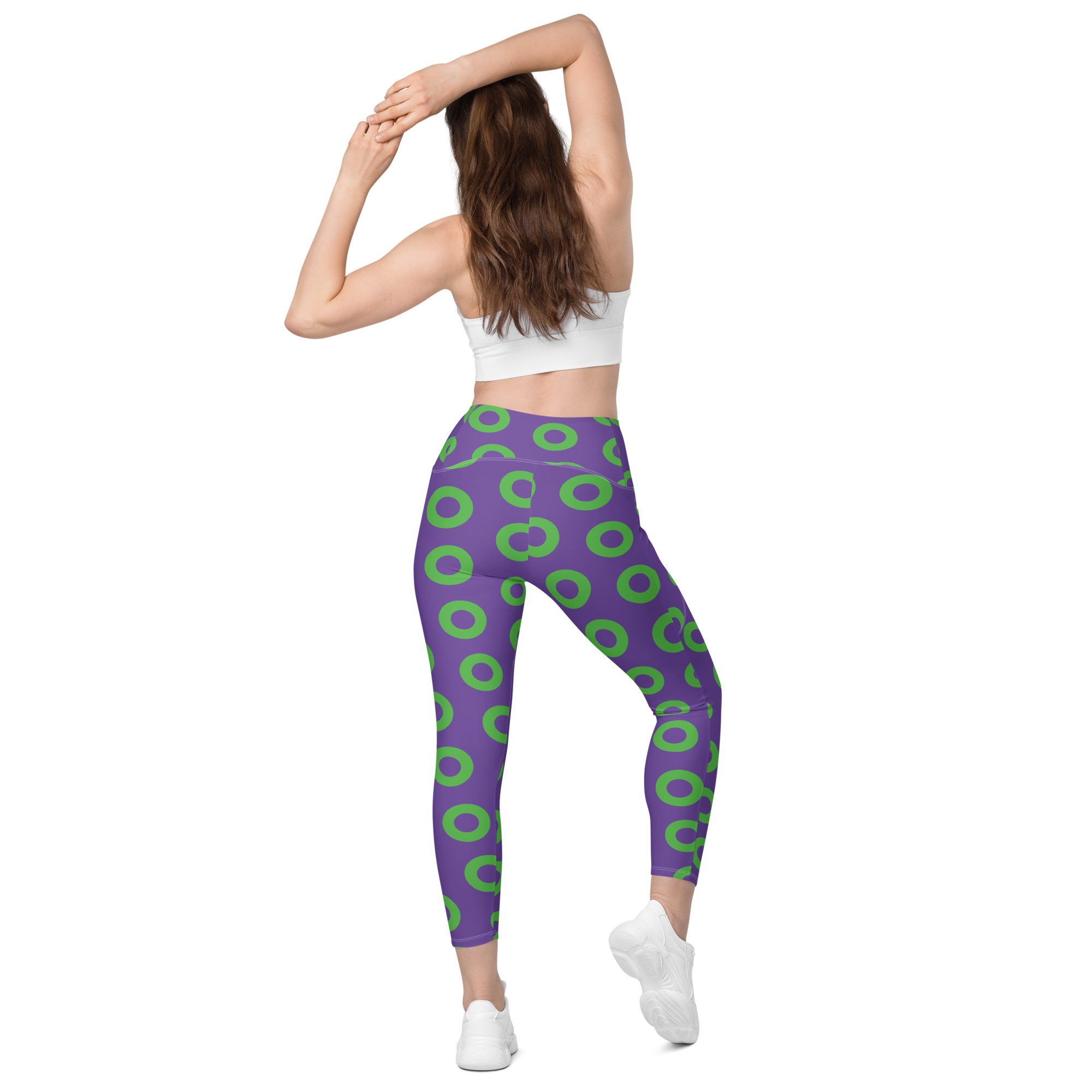 Fishman Donut Yoga Leggings with Pockets - Purple/Green