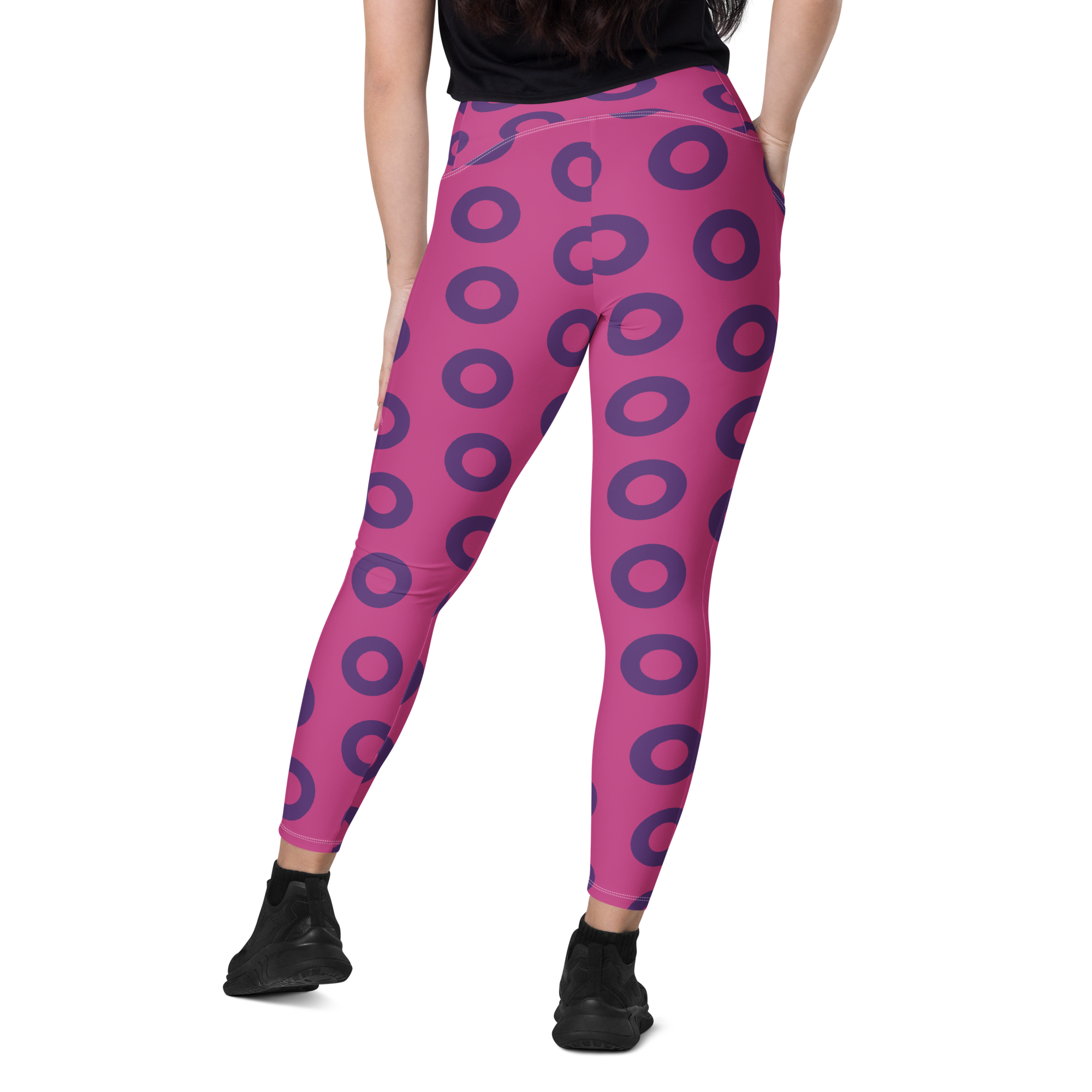 Fishman Donut Yoga Leggings with Pockets - Pink/Purple