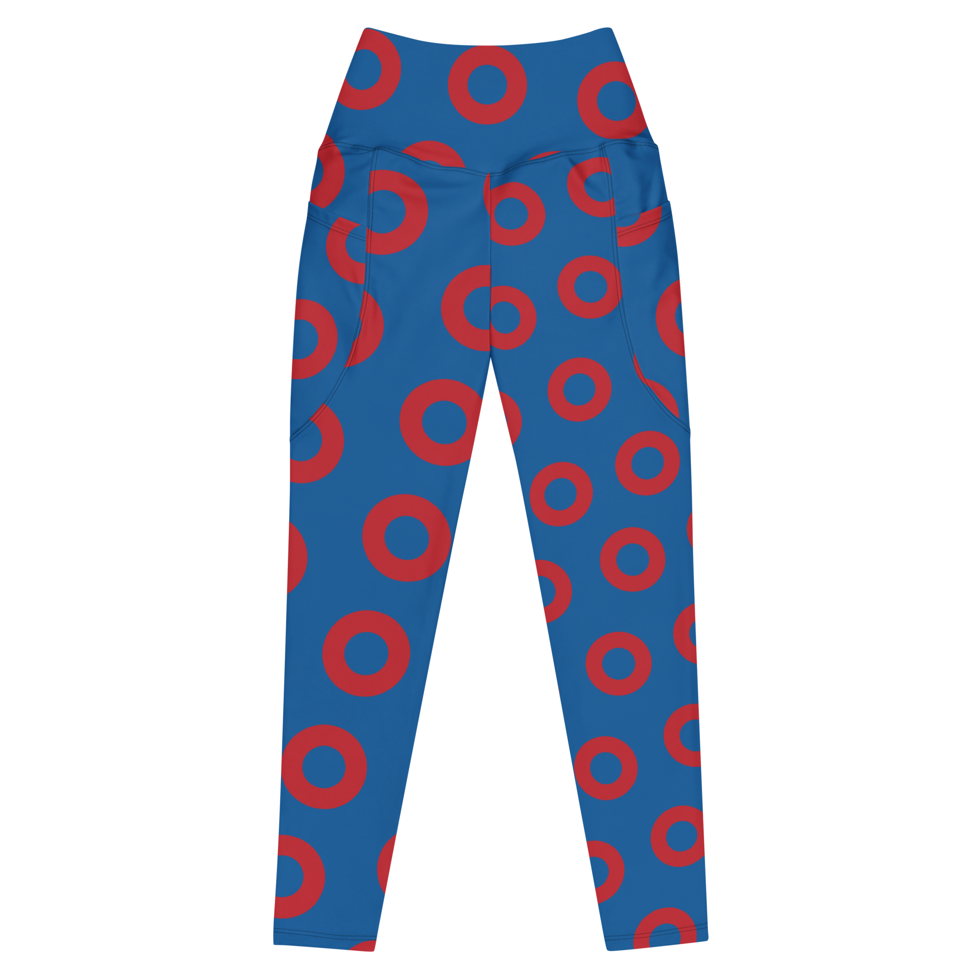 Fishman Donut Yoga Leggings with Pockets - Blue/Red