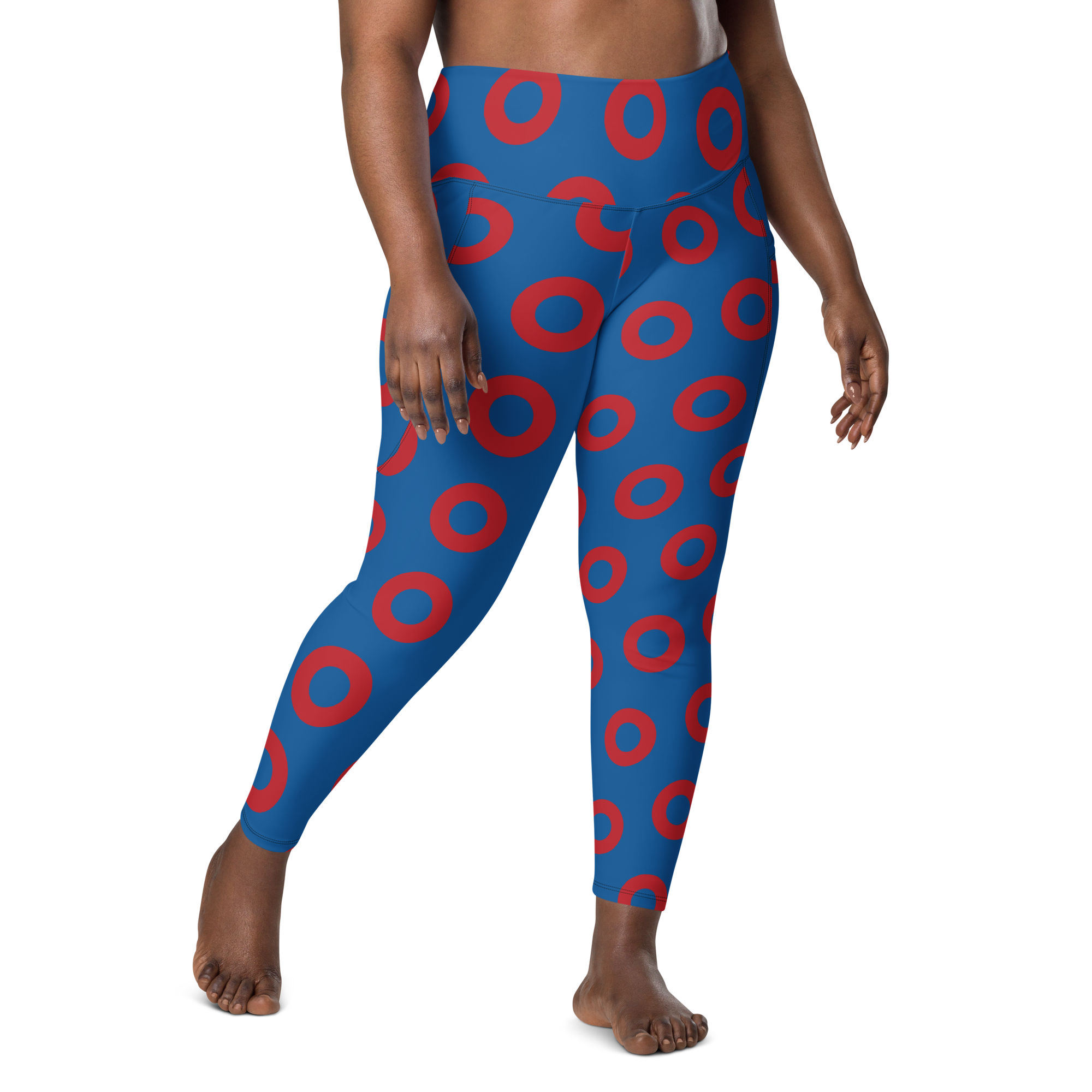 Fishman Donut Yoga Leggings with Pockets - Blue/Red