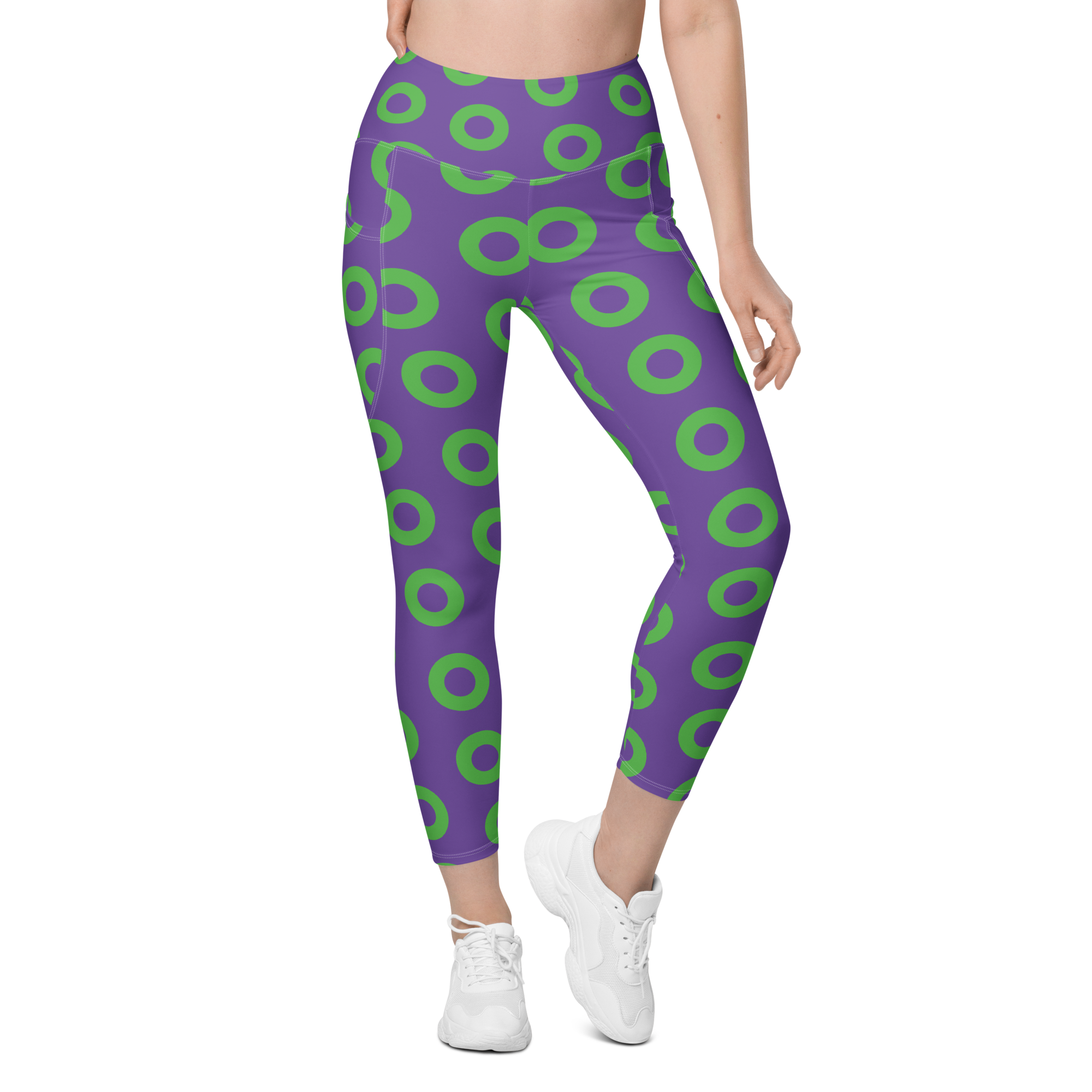 Fishman Donut Yoga Leggings with Pockets - Purple/Green