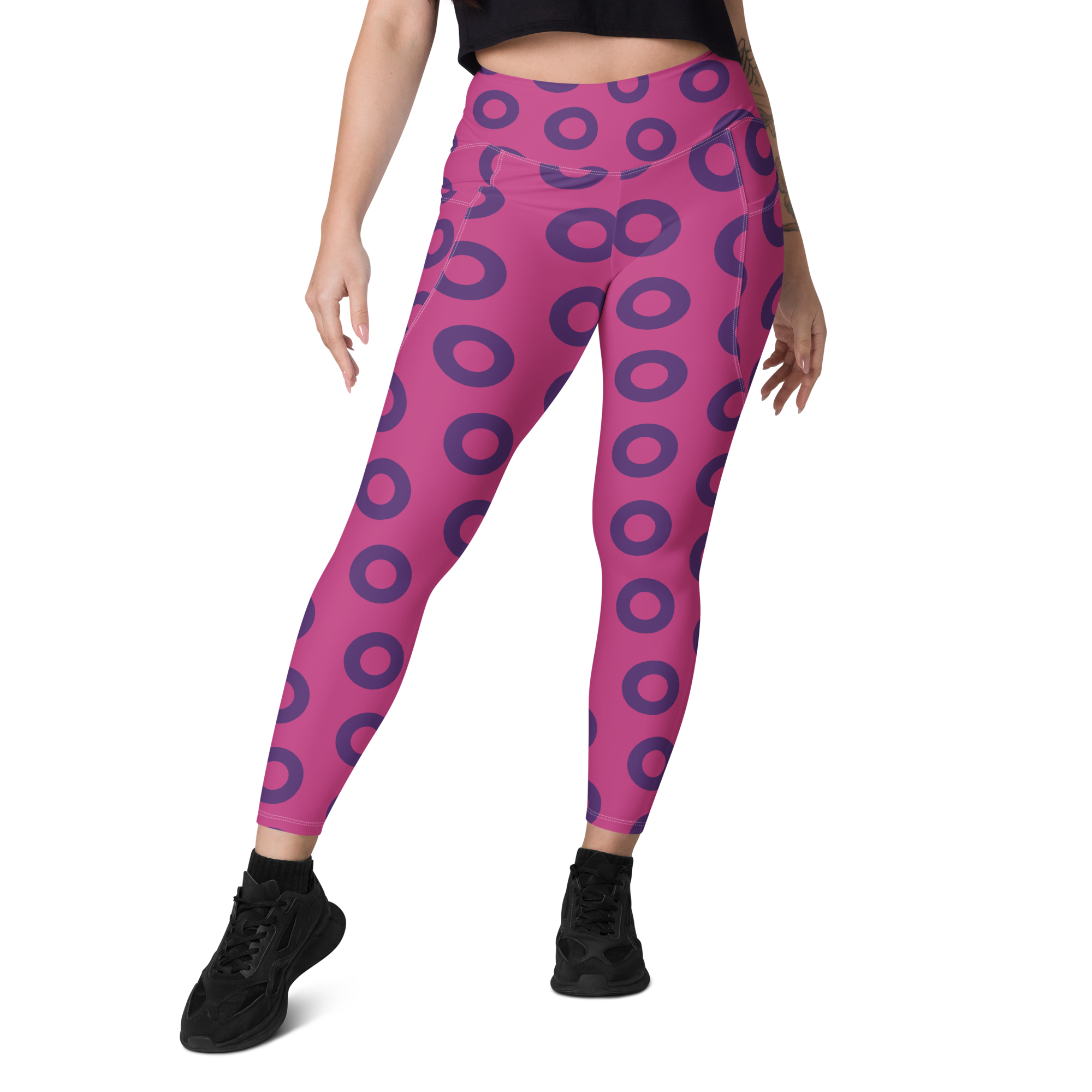 Fishman Donut Yoga Leggings with Pockets - Pink/Purple