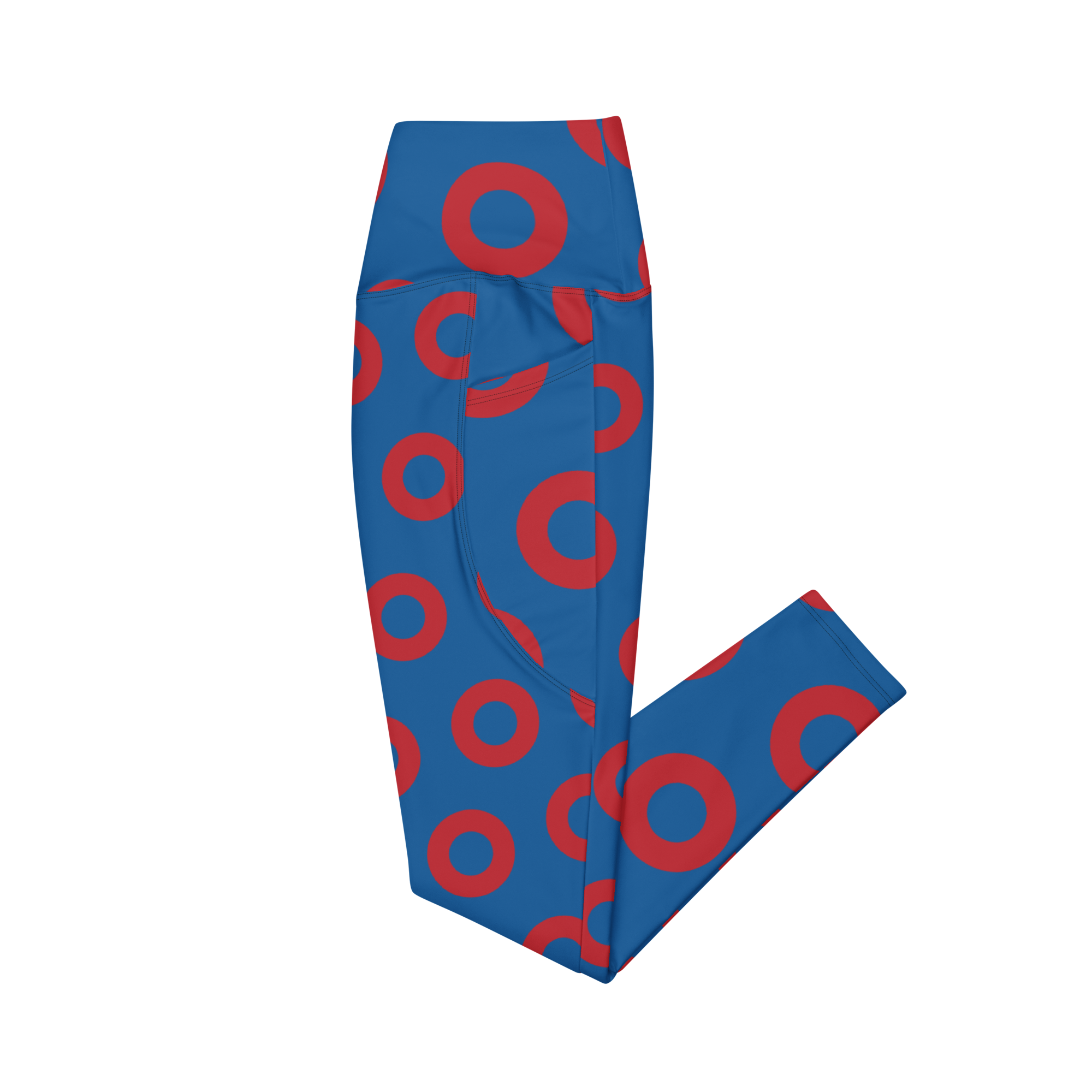 Fishman Donut Yoga Leggings with Pockets - Blue/Red