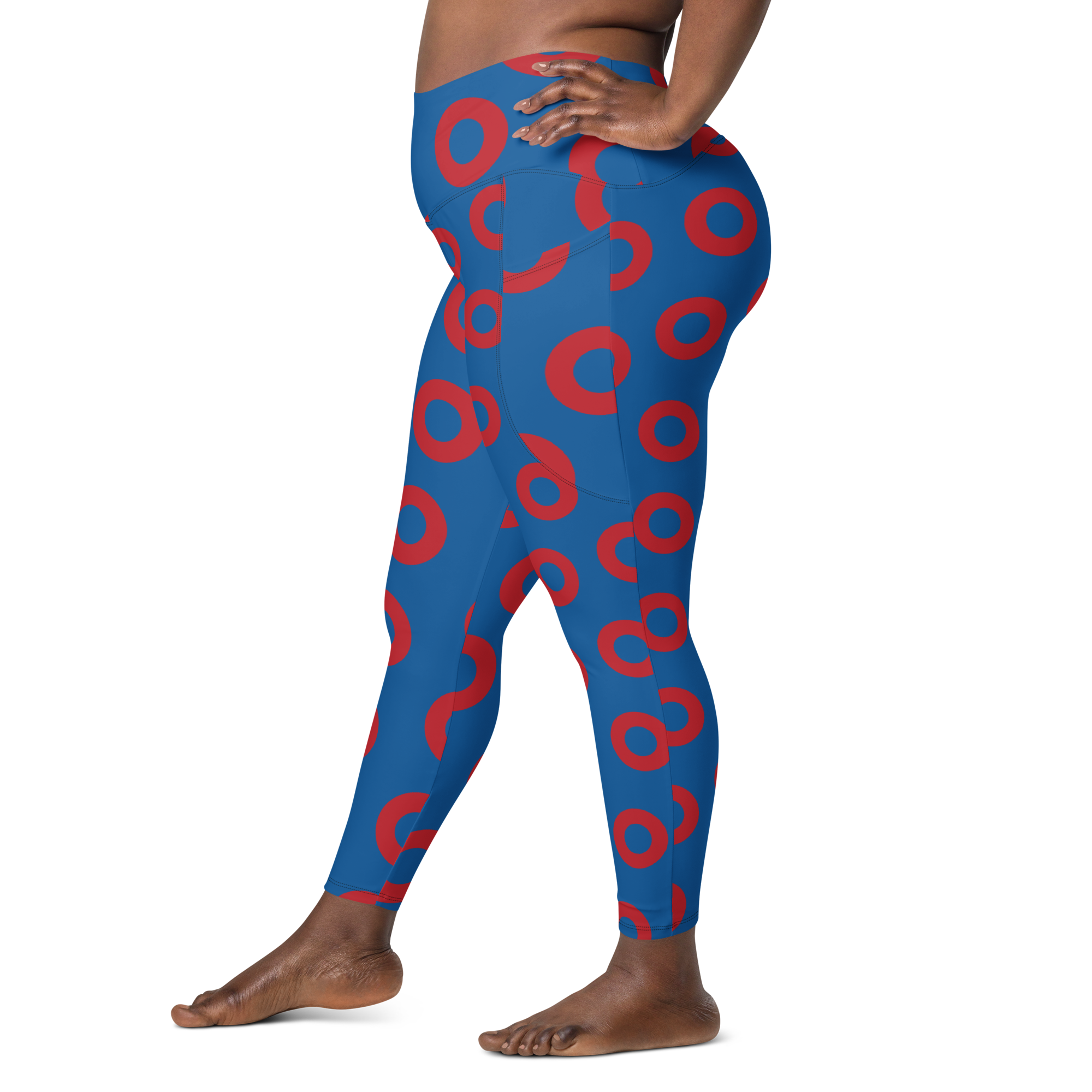 Fishman Donut Yoga Leggings with Pockets - Blue/Red