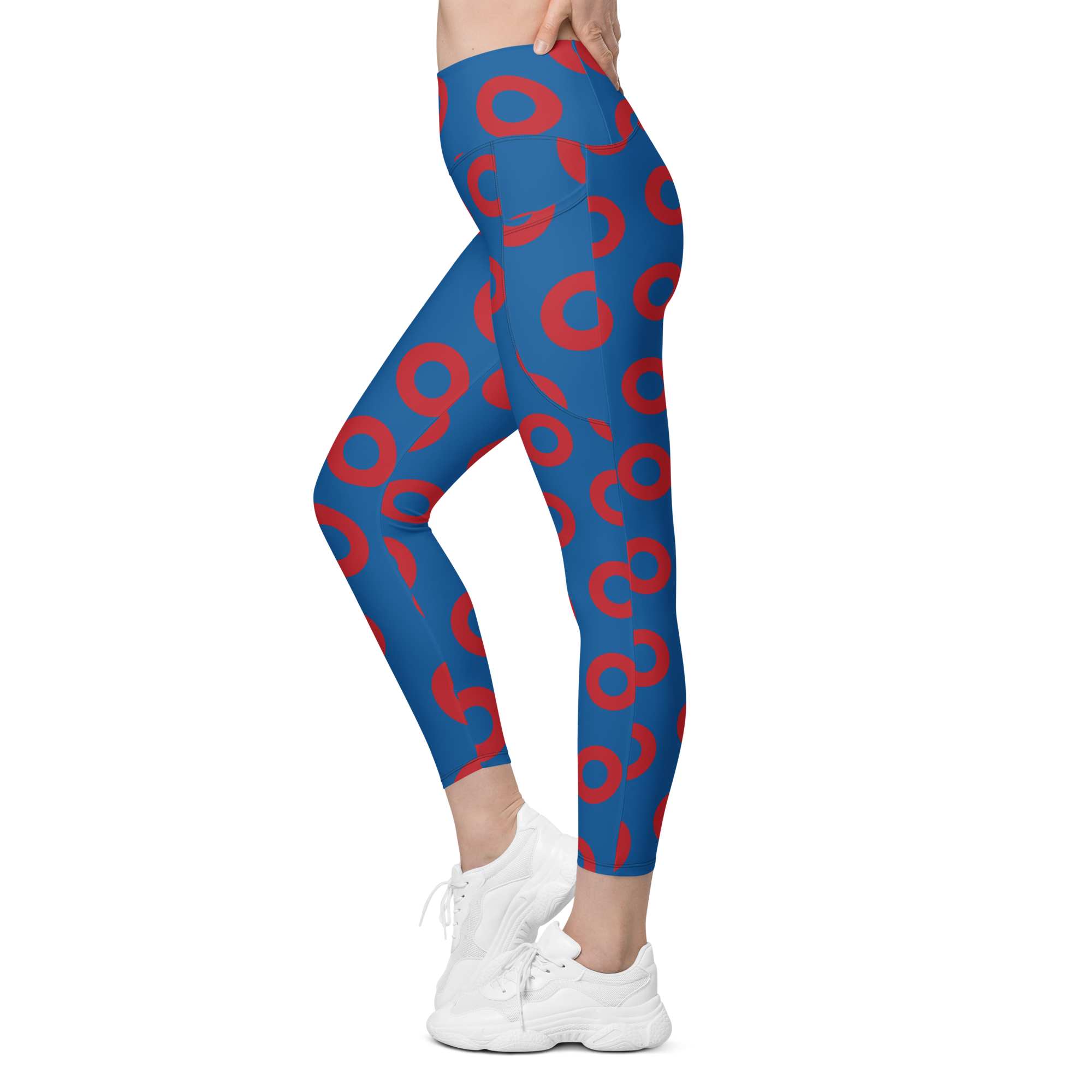 Fishman Donut Yoga Leggings with Pockets - Blue/Red