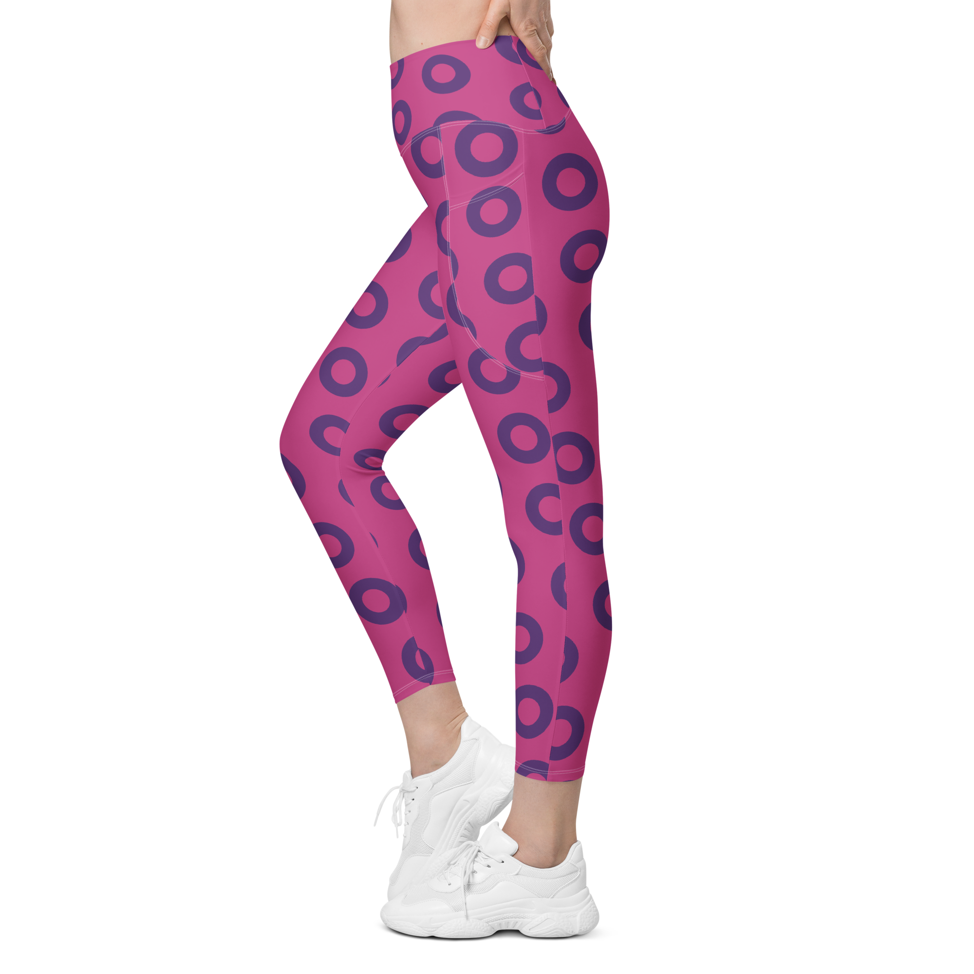 Fishman Donut Yoga Leggings with Pockets - Pink/Purple