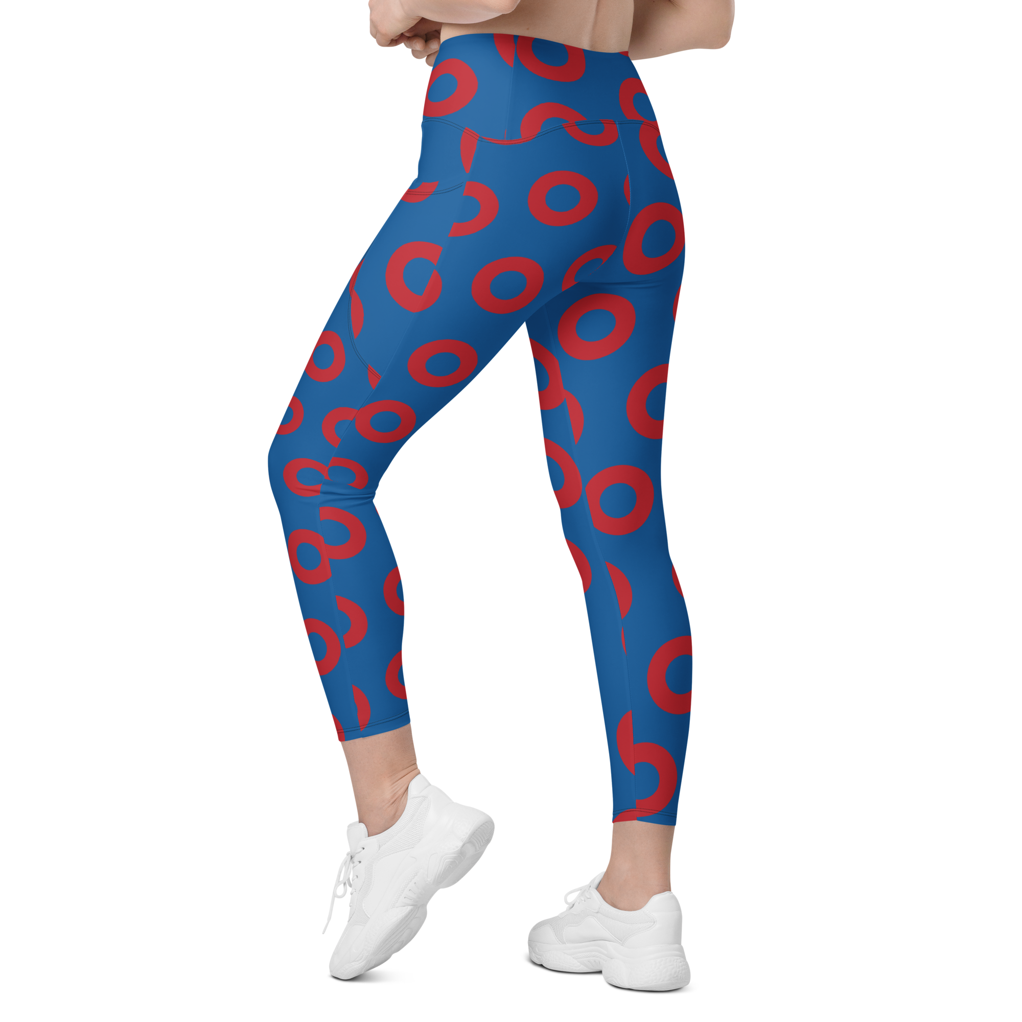 Fishman Donut Yoga Leggings with Pockets - Blue/Red