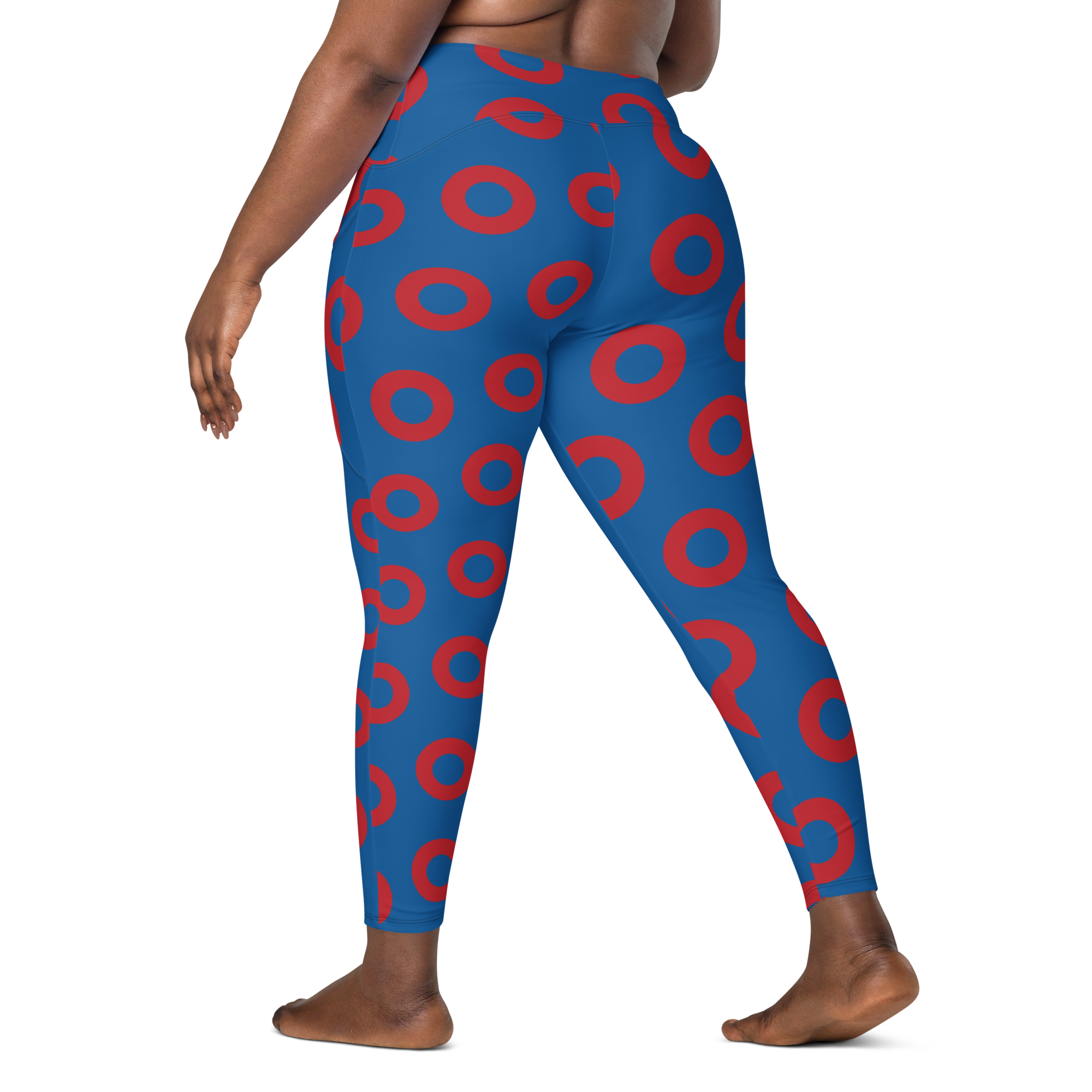 Fishman Donut Yoga Leggings with Pockets - Blue/Red