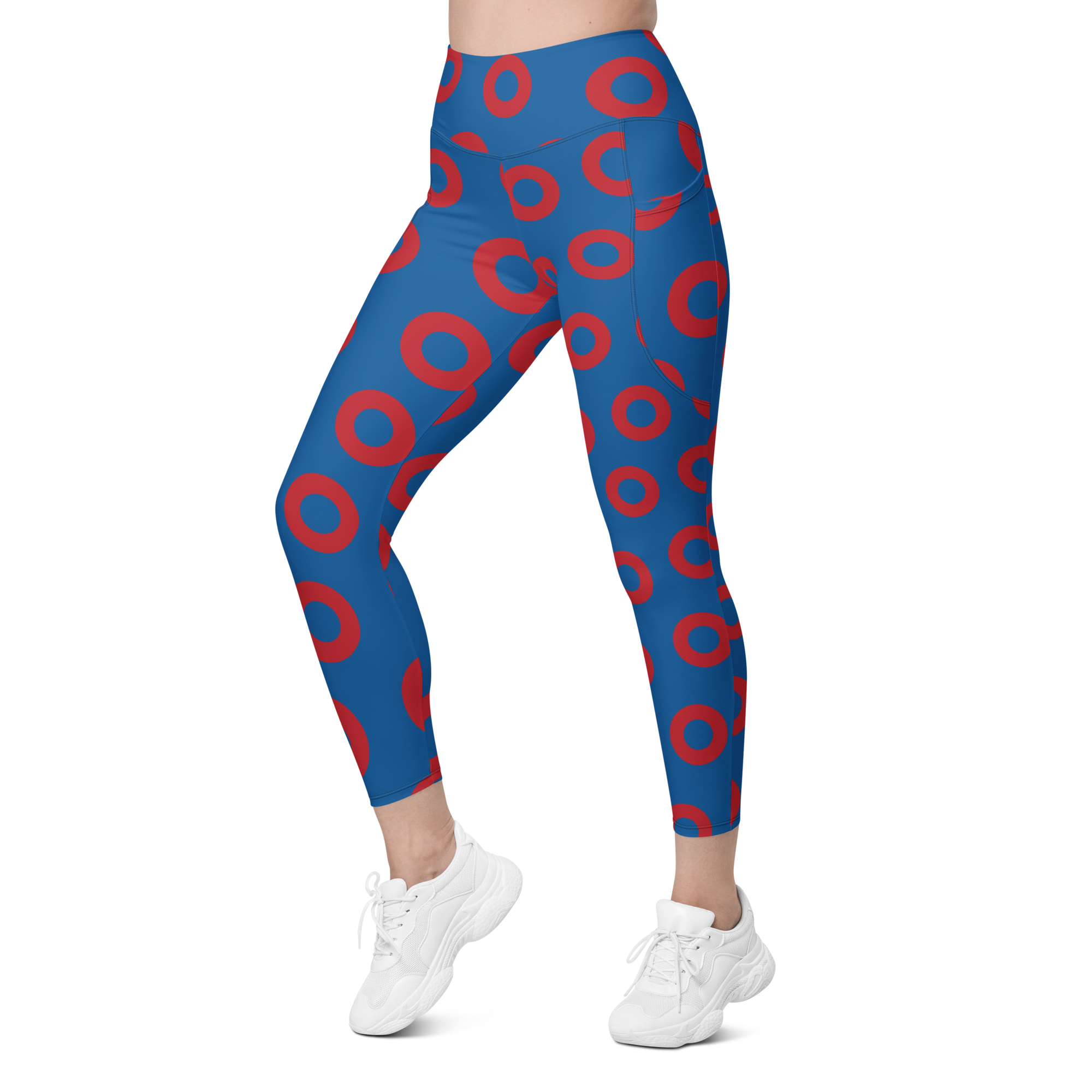 Fishman Donut Yoga Leggings with Pockets - Blue/Red