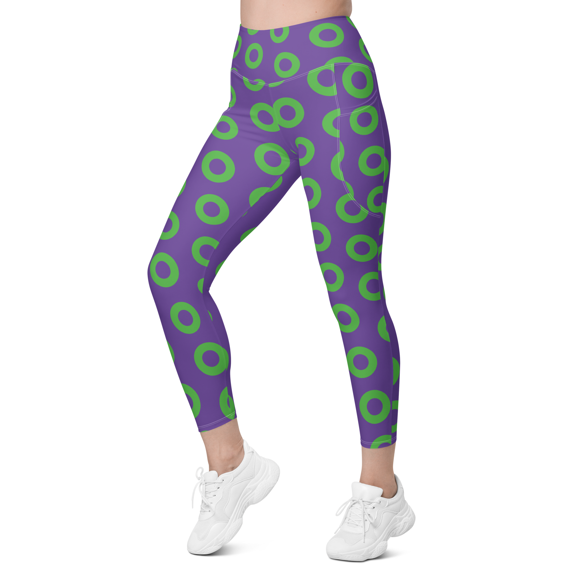 Fishman Donut Yoga Leggings with Pockets - Purple/Green