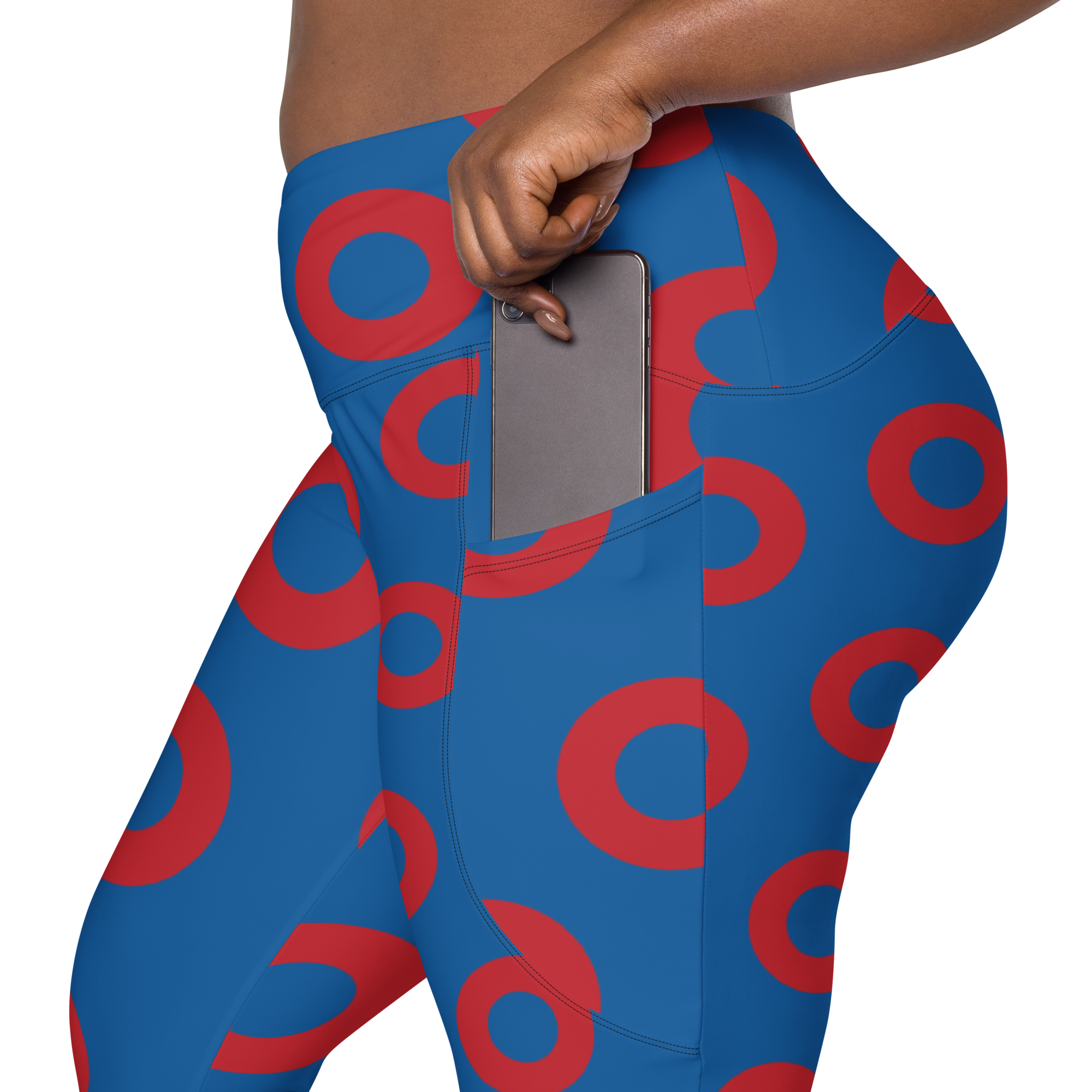 Fishman Donut Yoga Leggings with Pockets - Blue/Red