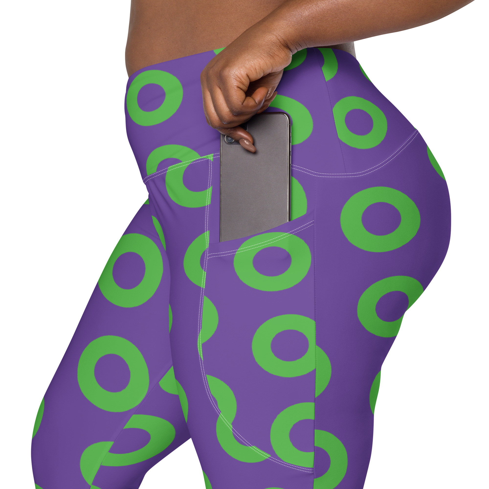 Fishman Donut Yoga Leggings with Pockets - Purple/Green