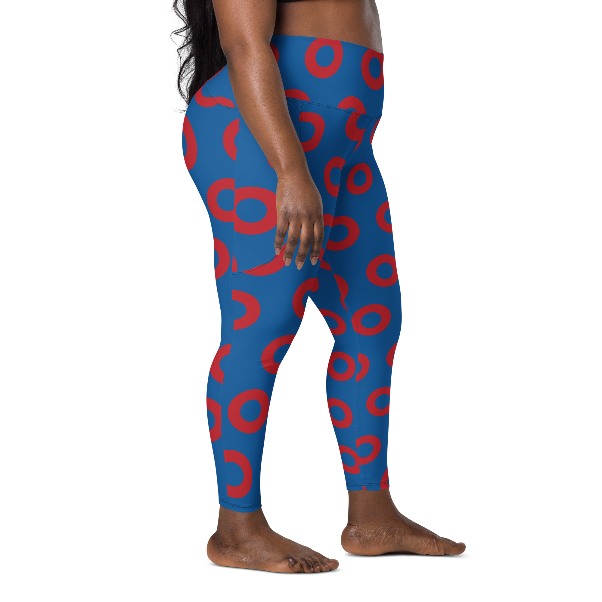 Fishman Donut Yoga Leggings with Pockets - Blue/Red