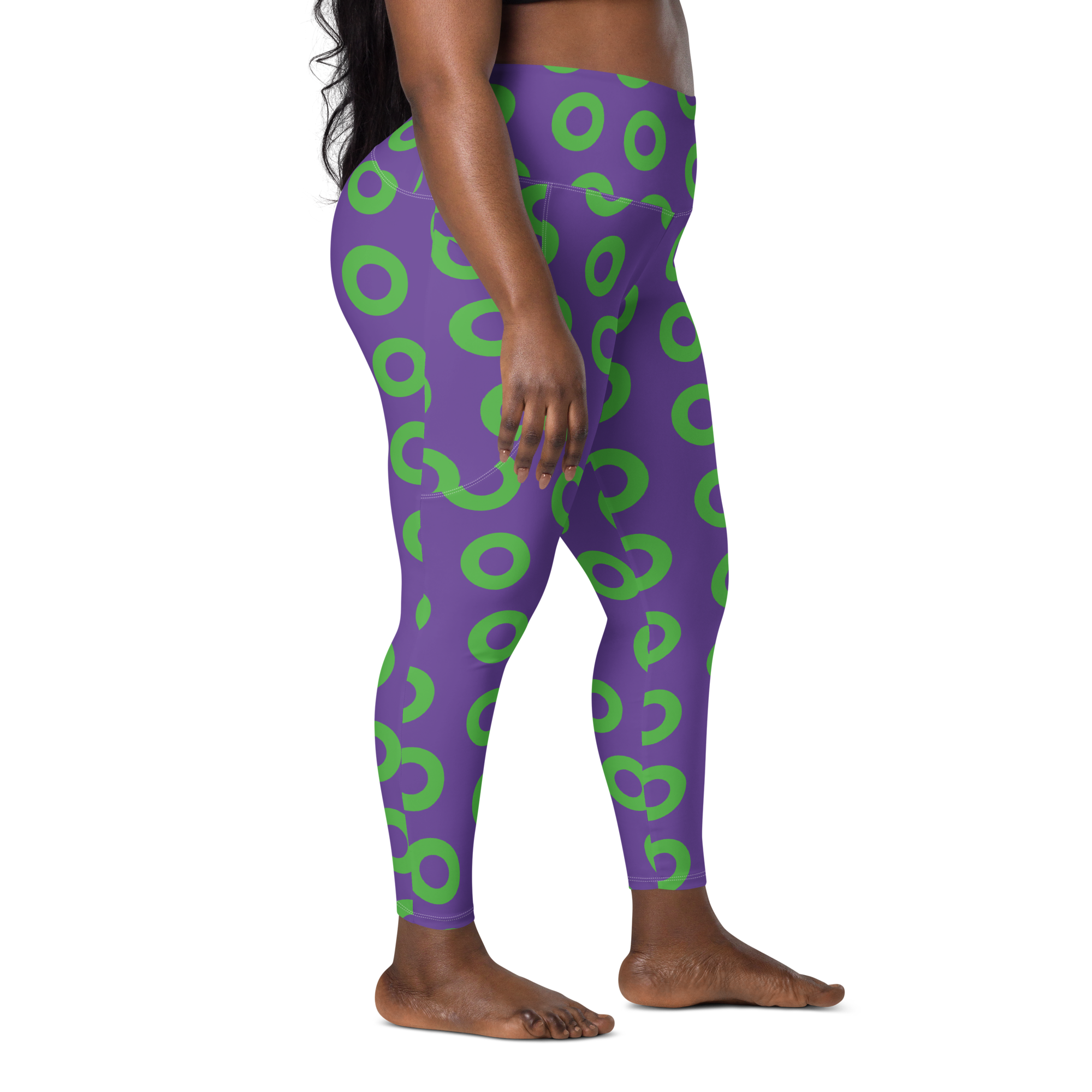 Fishman Donut Yoga Leggings with Pockets - Purple/Green