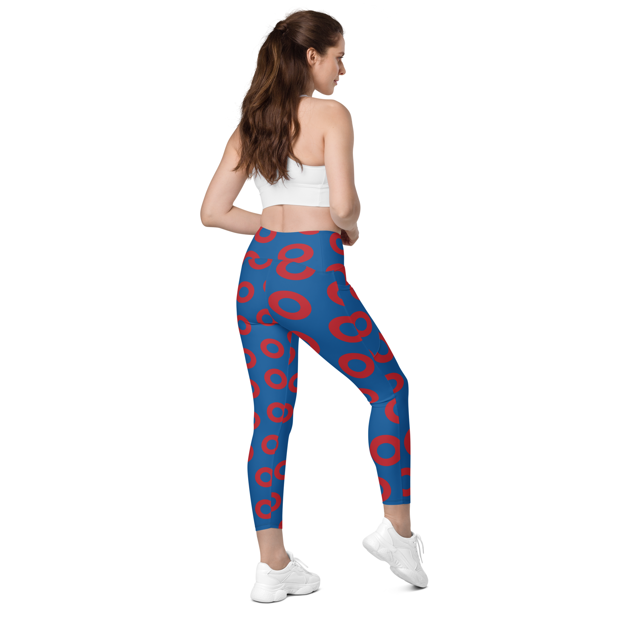 Fishman Donut Yoga Leggings with Pockets - Blue/Red