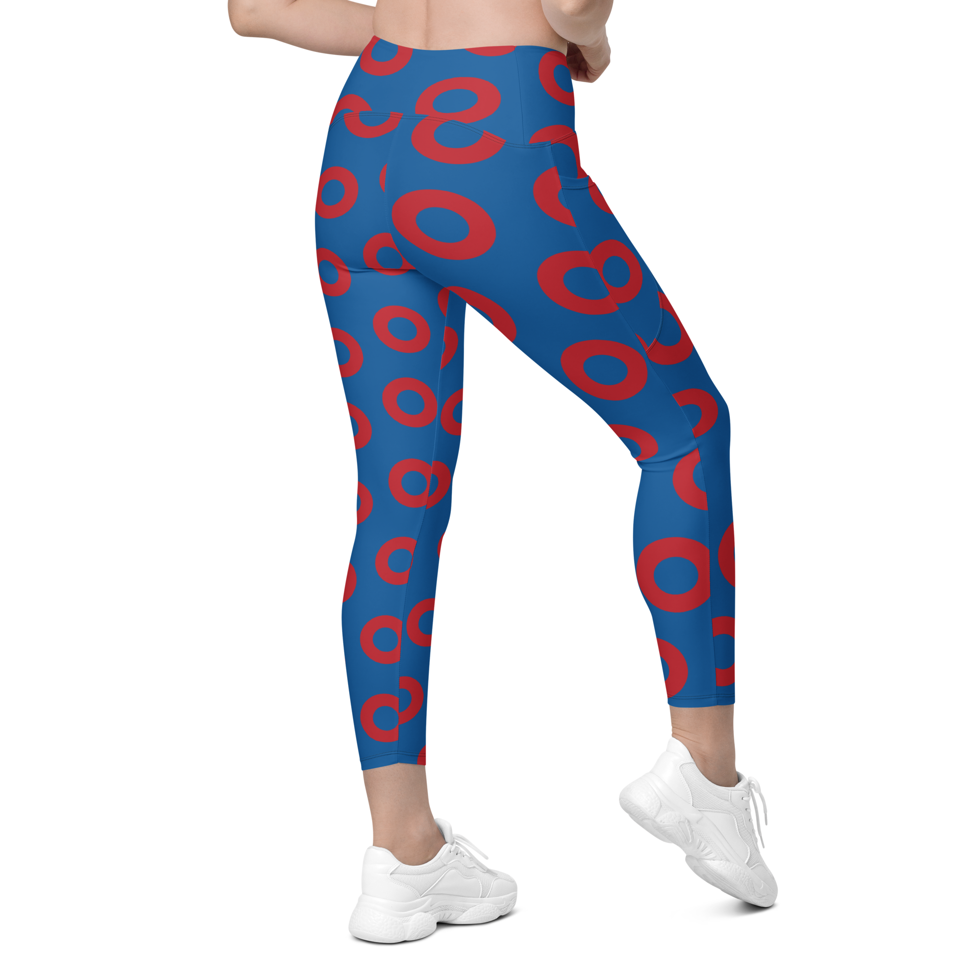 Fishman Donut Yoga Leggings with Pockets - Blue/Red