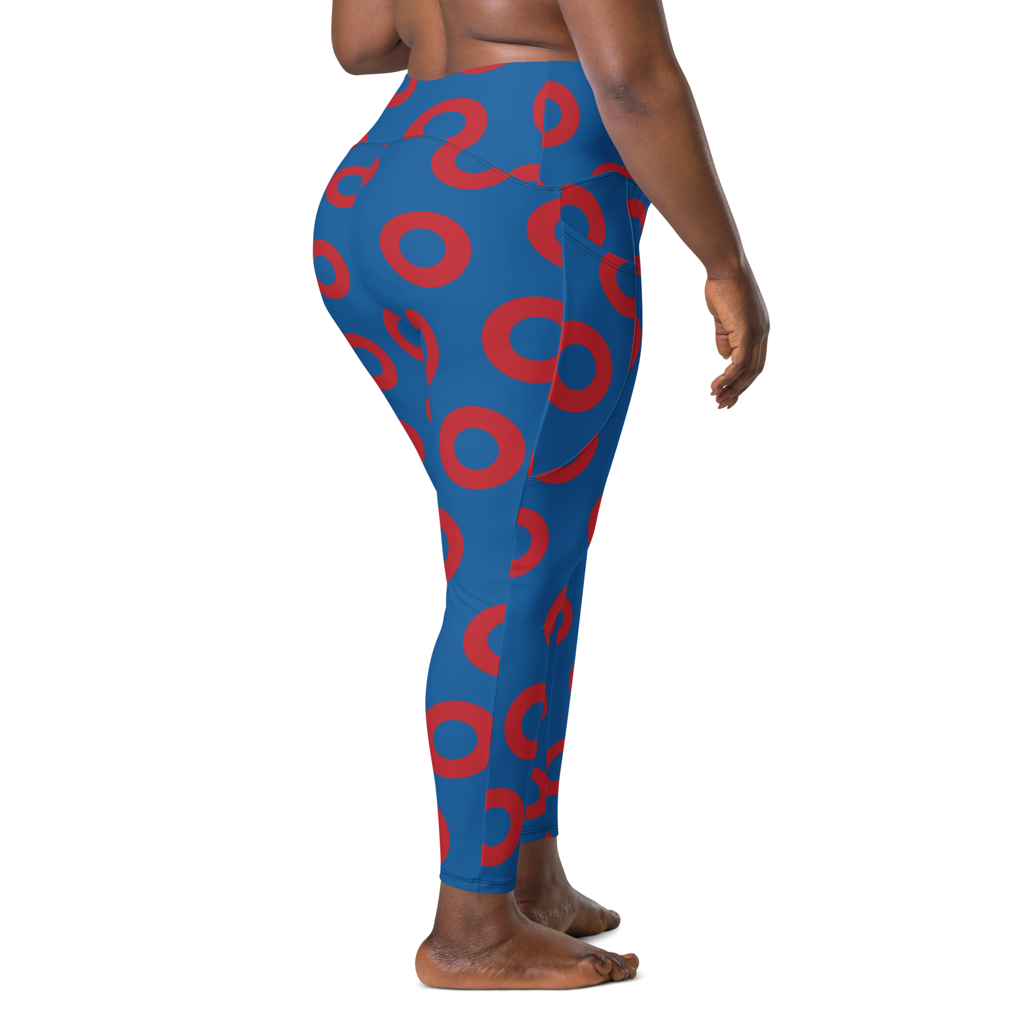 Fishman Donut Yoga Leggings with Pockets - Blue/Red