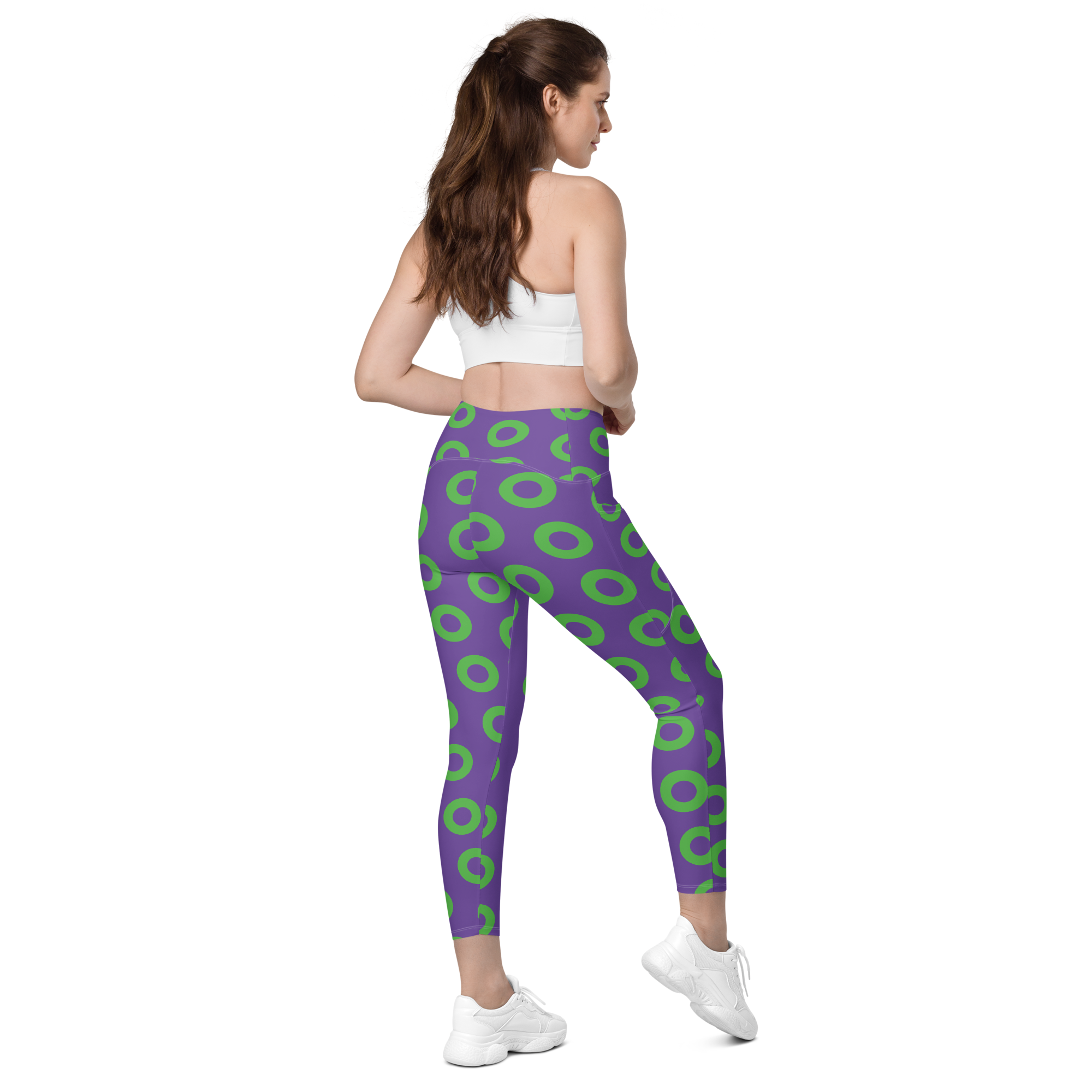 Fishman Donut Yoga Leggings with Pockets - Purple/Green