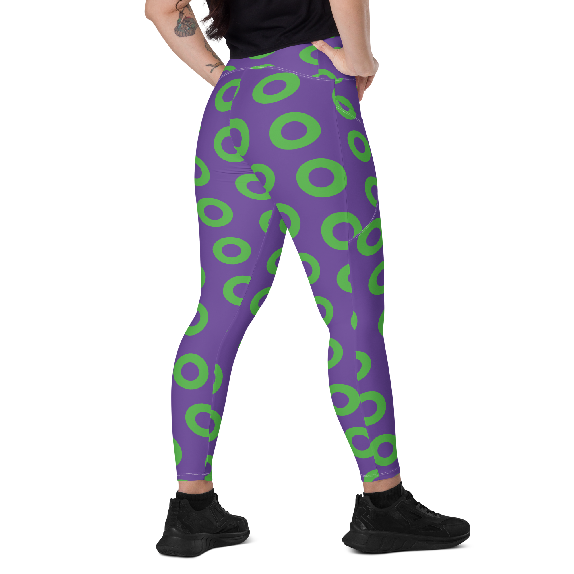 Fishman Donut Yoga Leggings with Pockets - Purple/Green