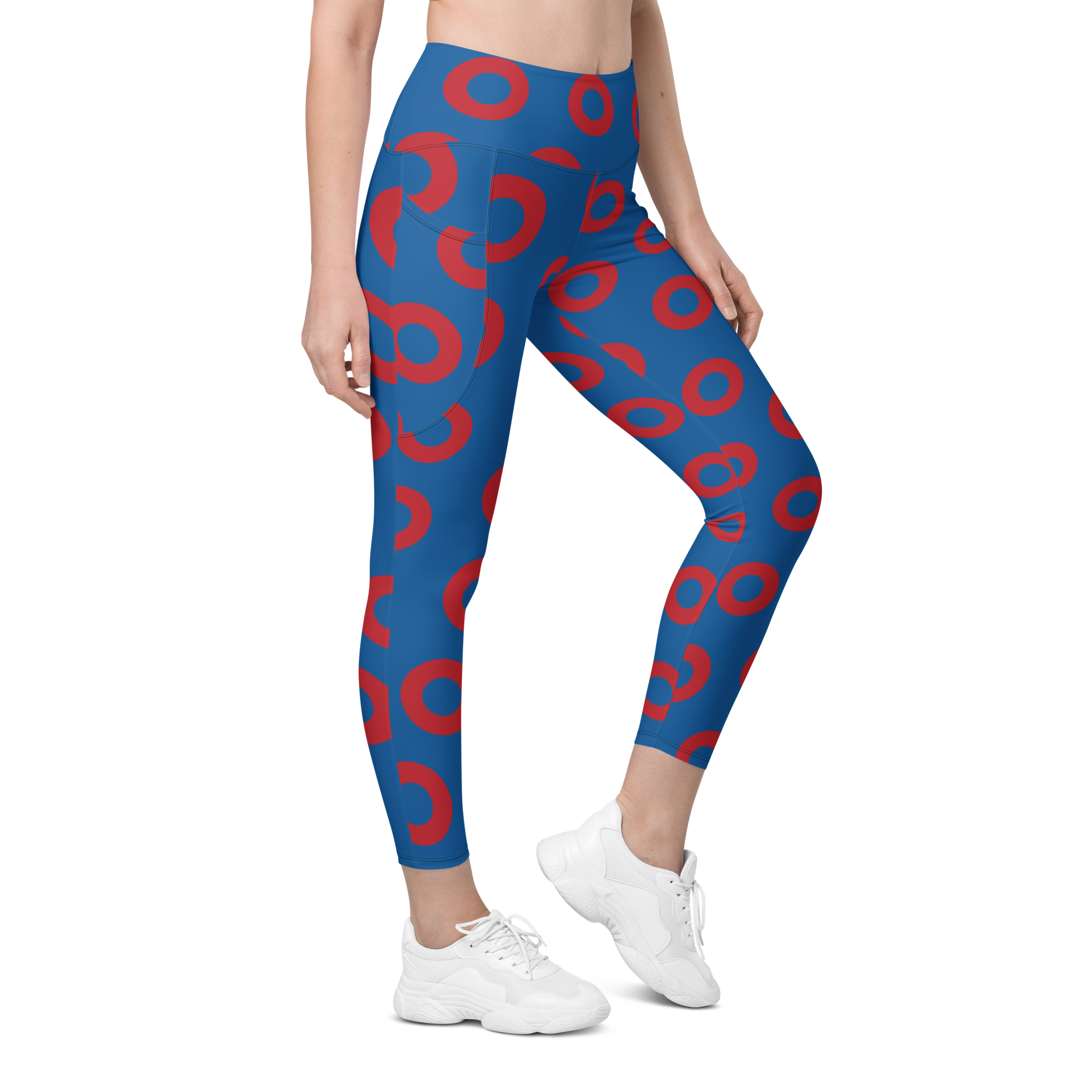 Fishman Donut Yoga Leggings with Pockets - Blue/Red