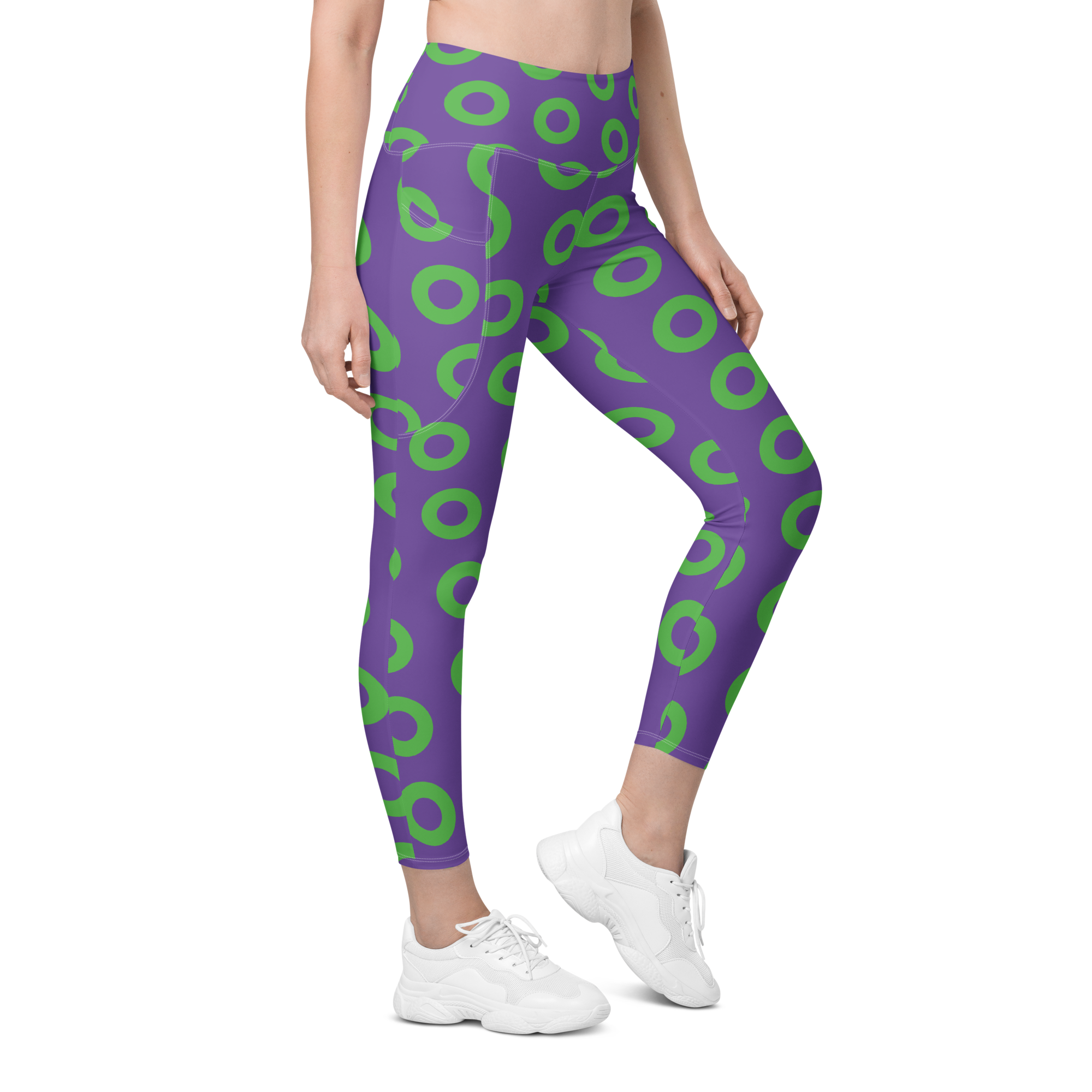 Fishman Donut Yoga Leggings with Pockets - Purple/Green