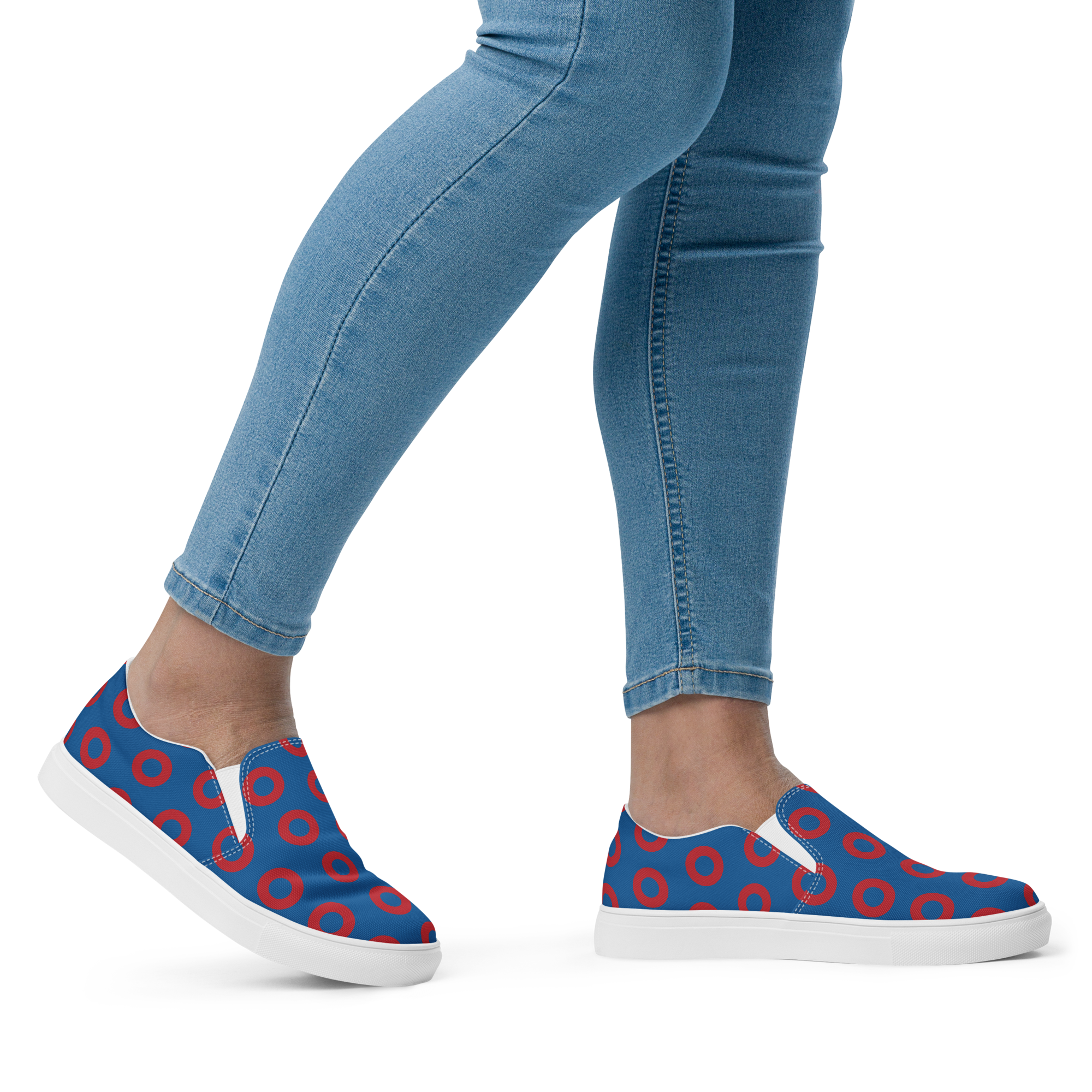 Fishman Blue/Red Donut Women's Slip-On Sneakers